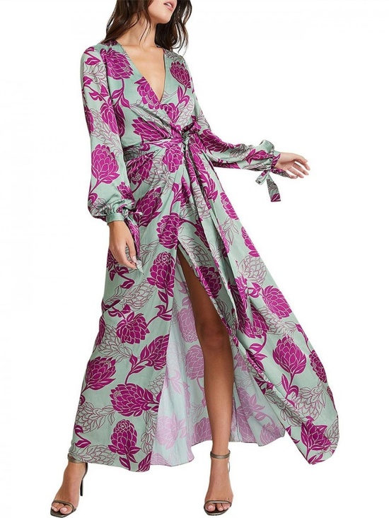 PatBO Dresses & Skirts - PatBO Celia Floral Long Sleeve Wrap Maxi Dress Sz. 0